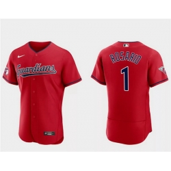 Men Cleveland Guardians 1 Amed Rosario Red Flex Base Stitched Jersey