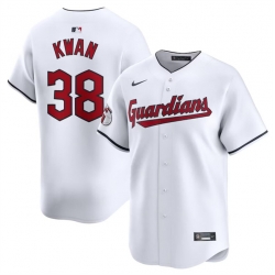 Men Cleveland Guardians 38 Steven Kwan White Home Limited Stitched Baseball Jersey