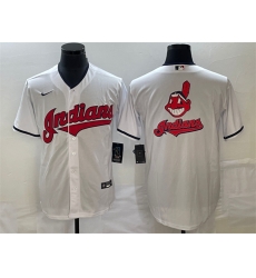 Men Cleveland Guardians White Team Big Logo Cool Base Stitched Jersey