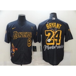 Men Los Angeles Lakers 8 24 Kobe Bryant Black With KB Patch Jersey