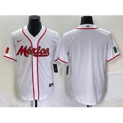 Men Mexico Baseball Blank 2023 White World Baseball Classic Stitched Jersey