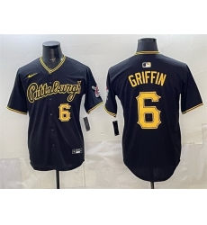 Men Pittsburgh Pirates 6 Konnor Griffin Black Limited Stitched Baseball Jersey Men Pittsburgh Pirates 6 Konnor Griffin Black Limited Stitched Baseball Jersey