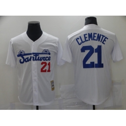 Men Santwice 21 Film Roberto Clemente White Base Ball Jersey