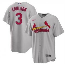 Men St  Louis Cardinals 3 Dylan Carlson Grey Cool Base Stitched Jersey