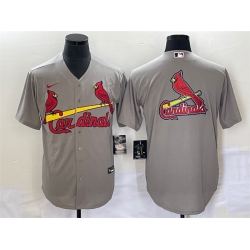 Men St  Louis Cardinals Grey Big Team Logo In Back Cool Base Stitched Jersey