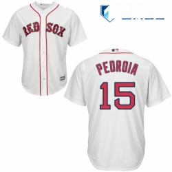 Mens Majestic Boston Red Sox 15 Dustin Pedroia Replica White Home Cool Base MLB Jersey