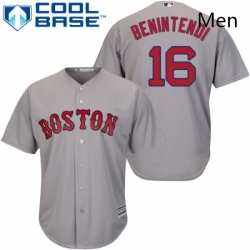 Mens Majestic Boston Red Sox 16 Andrew Benintendi Replica Grey Road Cool Base MLB Jersey