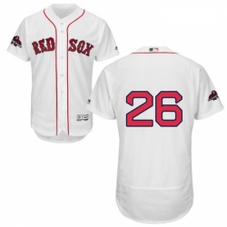 Mens Majestic Boston Red Sox 26 Wade Boggs White Home Flex Base Authentic Collection 2018 World Series Jersey