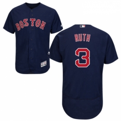 Mens Majestic Boston Red Sox 3 Babe Ruth Navy Blue Flexbase Authentic Collection MLB Jersey