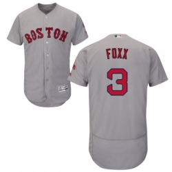 Mens Majestic Boston Red Sox 3 Jimmie Foxx Grey Road Flex Base Authentic Collection MLB Jersey