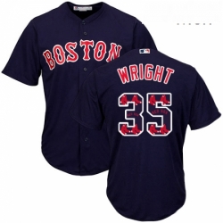 Mens Majestic Boston Red Sox 35 Steven Wright Authentic Navy Blue Team Logo Fashion Cool Base MLB Jersey