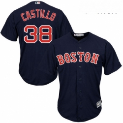 Mens Majestic Boston Red Sox 38 Rusney Castillo Replica Navy Blue Alternate Road Cool Base MLB Jersey