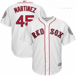 Mens Majestic Boston Red Sox 45 Pedro Martinez Replica White Cooperstown MLB Jersey