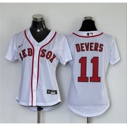 Women Boston Red Sox 11 Rafael Devers White Cool Base Stitched Jersey