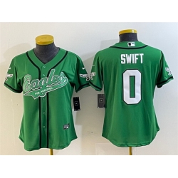 Women Philadelphia Eagles 0 D u2019andre Swift Green Cool Base Stitched Baseball Jersey 28Run Small 29