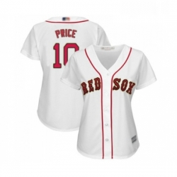 Womens Boston Red Sox 10 David Price Authentic White 2019 Gold Program Cool Base Baseball Jersey