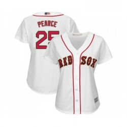 Womens Boston Red Sox 25 Steve Pearce Authentic White 2019 Gold Program Cool Base Baseball Jersey 