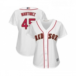 Womens Boston Red Sox 45 Pedro Martinez Authentic White 2019 Gold Program Cool Base Baseball Jersey