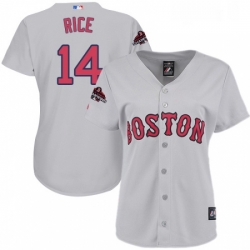 Womens Majestic Boston Red Sox 14 Jim Rice Authentic Grey Road 2018 World Series Champions MLB Jersey