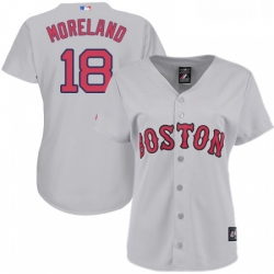 Womens Majestic Boston Red Sox 18 Mitch Moreland Authentic Grey Road MLB Jersey