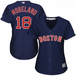 Womens Majestic Boston Red Sox 18 Mitch Moreland Replica Navy Blue Alternate Road MLB Jersey