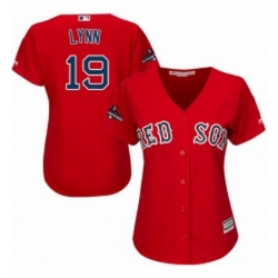 Womens Majestic Boston Red Sox 19 Fred Lynn Authentic Red Alternate Home 2018 World Series Champions MLB Jersey