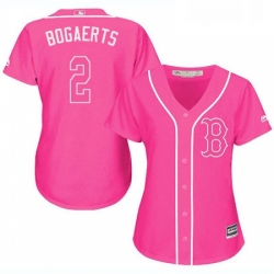 Womens Majestic Boston Red Sox 2 Xander Bogaerts Replica Pink Fashion MLB Jersey