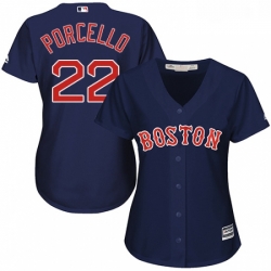 Womens Majestic Boston Red Sox 22 Rick Porcello Authentic Navy Blue Alternate Road MLB Jersey