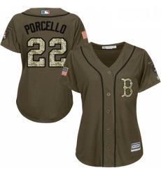 Womens Majestic Boston Red Sox 22 Rick Porcello Replica Green Salute to Service MLB Jersey