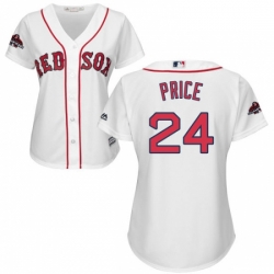 Womens Majestic Boston Red Sox 24 David Price Authentic White Home 2018 World Series Champions MLB Jersey