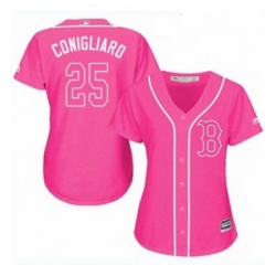 Womens Majestic Boston Red Sox 25 Tony Conigliaro Replica Pink Fashion MLB Jersey 