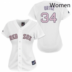 Womens Majestic Boston Red Sox 34 David Ortiz Authentic WhitePink No MLB Jersey