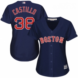 Womens Majestic Boston Red Sox 38 Rusney Castillo Replica Navy Blue Alternate Road MLB Jersey