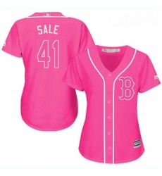 Womens Majestic Boston Red Sox 41 Chris Sale Replica Pink Fashion MLB Jersey