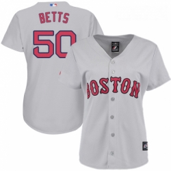 Womens Majestic Boston Red Sox 50 Mookie Betts Replica Grey Road MLB Jersey