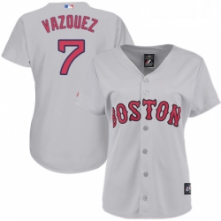 Womens Majestic Boston Red Sox 7 Christian Vazquez Authentic Grey Road MLB Jersey