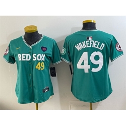 Youth Boston Red Sox  49 Tim Wakefield Memorial Patch Green 2025 City Connect Limited Stitched Baseball Jersey
