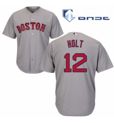 Youth Majestic Boston Red Sox 12 Brock Holt Authentic Grey Road Cool Base MLB Jersey