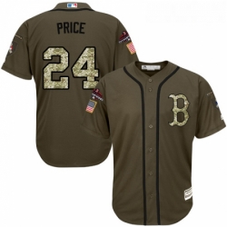 Youth Majestic Boston Red Sox 24 David Price Authentic Green Salute to Service 2018 World Series Champions MLB Jersey