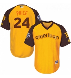 Youth Majestic Boston Red Sox 24 David Price Authentic Yellow 2016 All Star American League BP Cool Base MLB Jersey