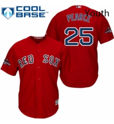 Youth Majestic Boston Red Sox 25 Steve Pearce Authentic Red Alternate Home Cool Base 2018 World Series Champions MLB Jersey 