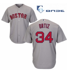 Youth Majestic Boston Red Sox 34 David Ortiz Replica Grey Road Cool Base MLB Jersey