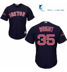 Youth Majestic Boston Red Sox 35 Steven Wright Authentic Navy Blue Alternate Road Cool Base 2018 World Series Champions MLB Jersey