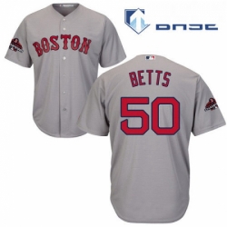 Youth Majestic Boston Red Sox 50 Mookie Betts Authentic Grey Road Cool Base 2018 World Series Champions MLB Jersey