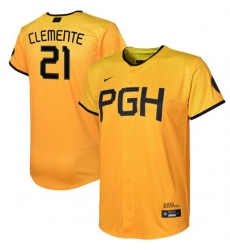 Youth Pittsburgh Pirates 21 Roberto Clemente Gold 2023 City Connect Stitched Jersey