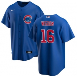 Men Chicago Cubs 16 Patrick Wisdom Blue Cool Base Stitched Baseball Jerse