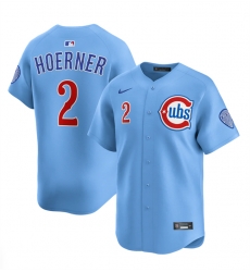 Men Chicago Cubs 2 Nico Hoerner Blue 2024 25 2nd Alternate Limited Stitched Baseball Jersey