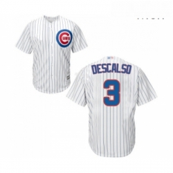 Mens Chicago Cubs 3 Daniel Descalso Replica White Home Cool Base Baseball Jersey 