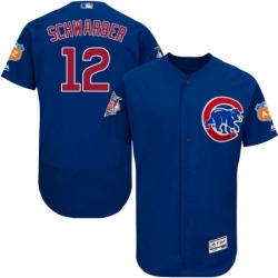 Mens Majestic Chicago Cubs 12 Kyle Schwarber Royal Blue Alternate Flex Base Authentic Collection MLB Jersey