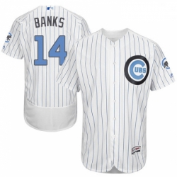 Mens Majestic Chicago Cubs 14 Ernie Banks Authentic White 2016 Fathers Day Fashion Flex Base MLB Jersey